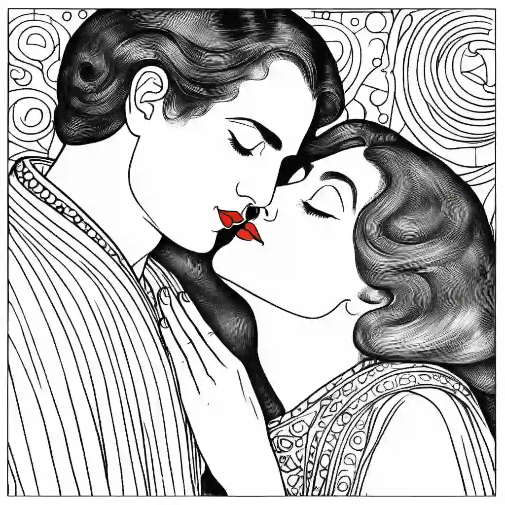 The Kiss by Gustav Klimt coloring pages